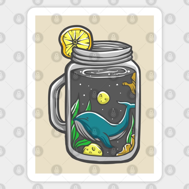 Space Drink Whale Sticker by Mako Design 